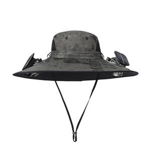 Men Women Wide Brim Sun Hats with 2 Solar Fan Waterproof Breathable